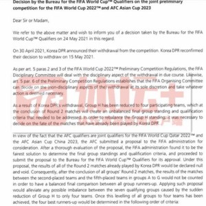 世界杯官方安装包-FIFA裁决朝鲜退出后成绩取消 中国男足受影响不大